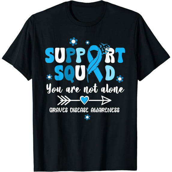 Groovy Support Squad Blue Ribbon Graves Disease Awareness T-Shirt