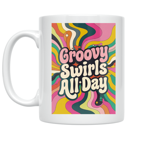 Groovy Swirls All Day - Groovy Pattern Lover - 11 oz Ceramic Coffee Mug