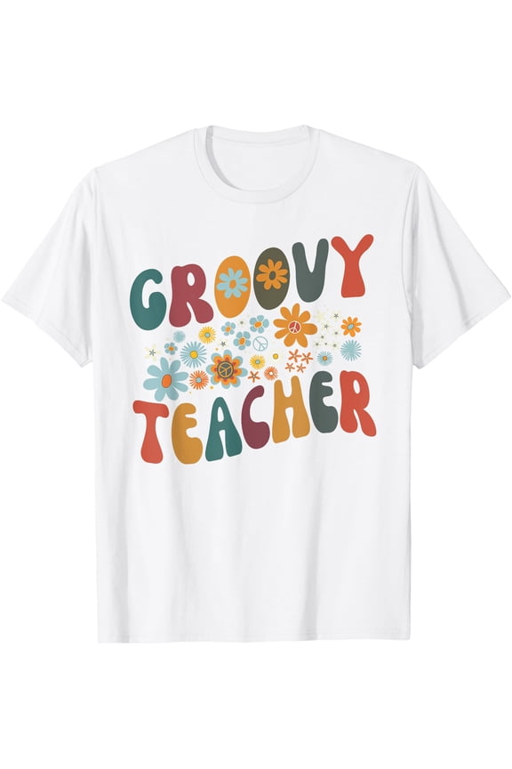 Groovy Teacher Retro Colorful Design Teacher Day Teaching T-Shirt