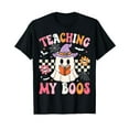 thumbnail image 1 of Groovy Teaching My Boos Teacher Ghost Halloween Teacher T-Shirt, 1 of 5