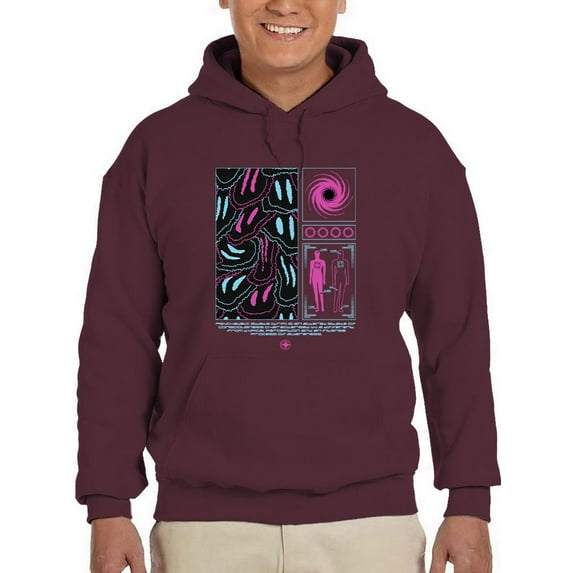Groovy Techno Style Art Hoodie Men -Image by Shutterstock, Male Medium