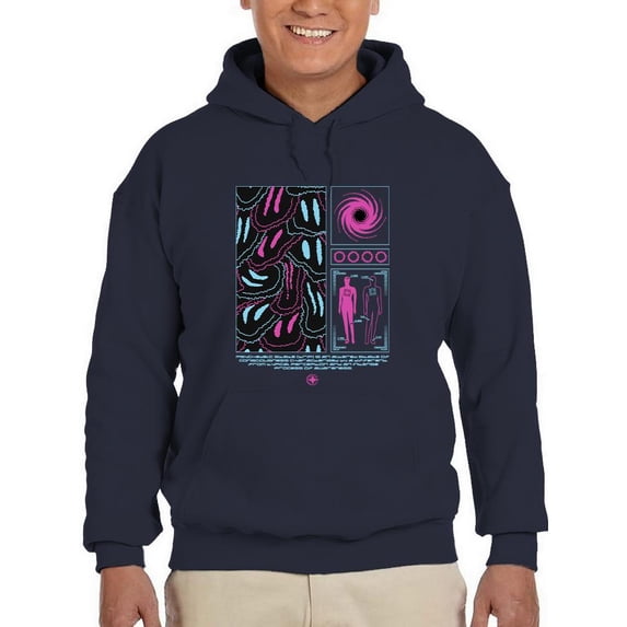 Groovy Techno Style Art Hoodie Men -Image by Shutterstock, Male Medium