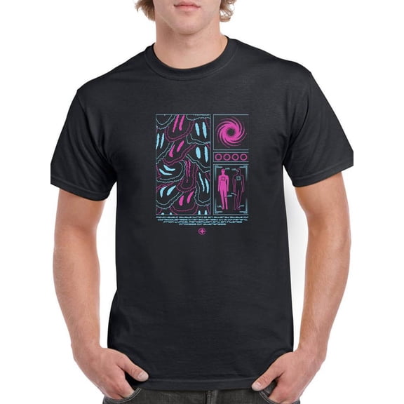 Groovy Techno Style Art T-Shirt Men -Image by Shutterstock, Male Large