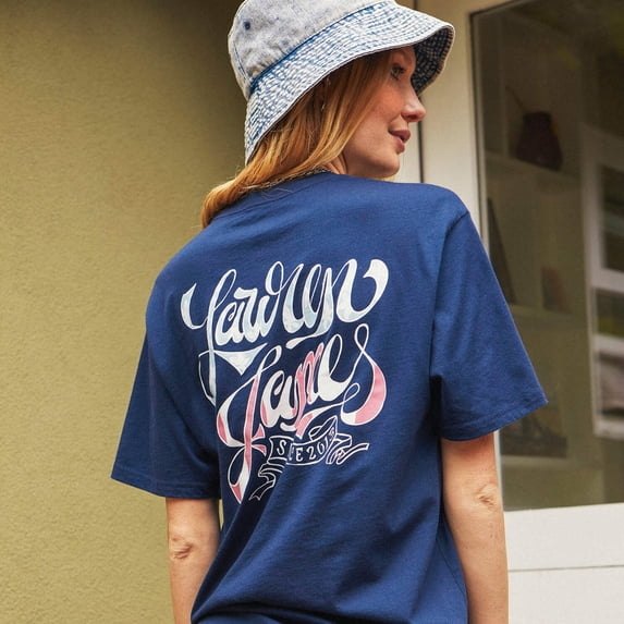 Groovy Text T-shirt - Estate Blue