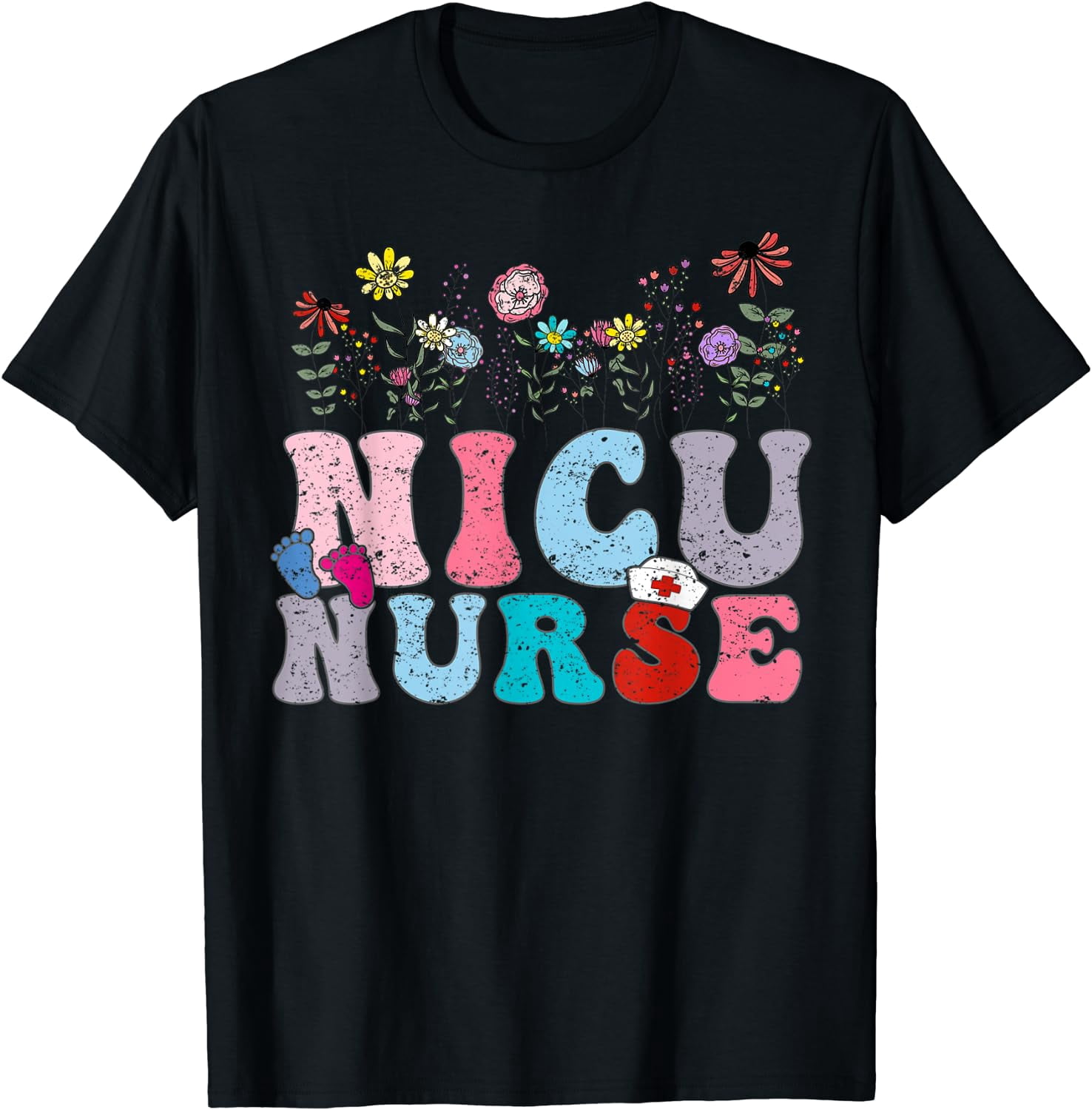 Groovy Tiny Humans NICU Nurses Registered Nurse Week 2023 T-Shirt Black ...