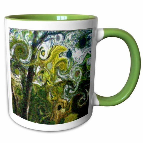 3drose, Groovy Trees,psychedelic Swirling Trees Offer a Different Take on Nature, 11oz Two-tone Green Mug