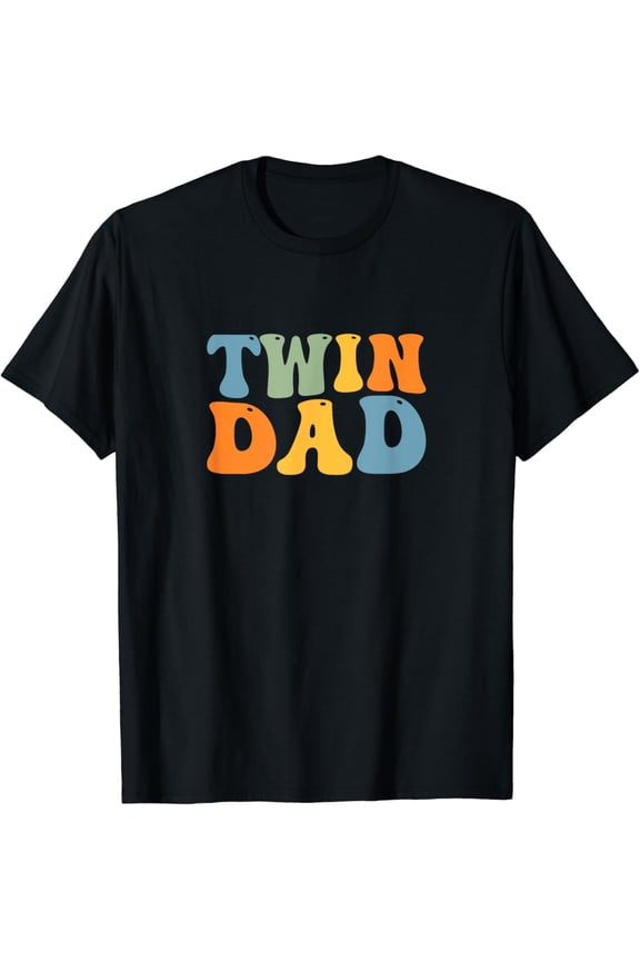 Groovy Twin Daddy Funny Father's Day For New Dad Of Twins T-Shirt