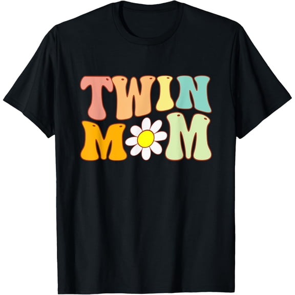 Groovy Twin Mama Funny Mother's Day For New Mom Of Twins T-Shirt100% cotton