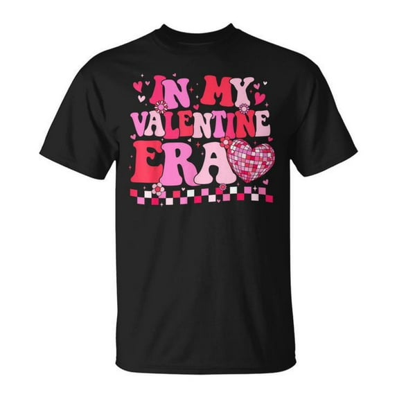 Groovy In My Valentine Era Valentine's Day Girls Women T-Shirt, Retro Valentine’s Day Shirt, Fun Groovy Love Graphic Tee, 70s-Inspired Valentine’s Apparel, Cute Valentine Era T-Shirt