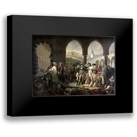 Gros, Antoine-Jean 14x11 Black Modern Framed Museum Art Print Titled - Napoleon Bonaparte Visiting The Plague Stricken at Jaffa