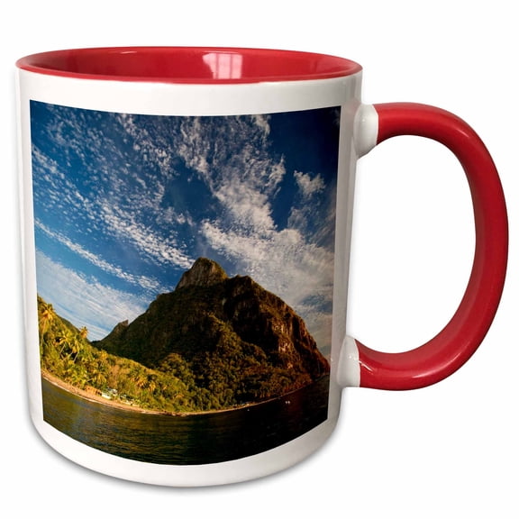 3drose, Gros Piton, St. Lucia, 11oz Two-tone Red Mug