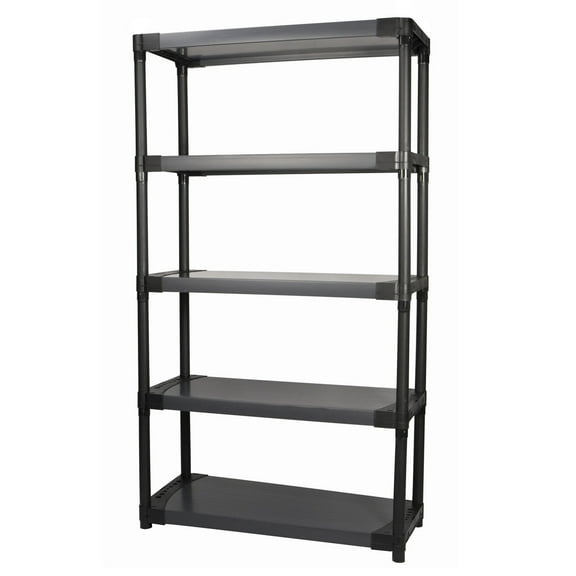 Grosfillex 36" Plastic Resin 5-tier Shelving Unit 1,000 lbs Total Capacity