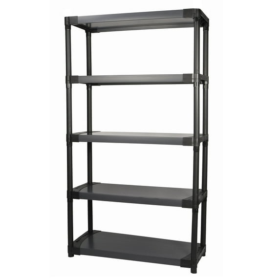 Grosfillex 36" Plastic Resin 5-tier Shelving Unit 1,000 lbs Total Capacity