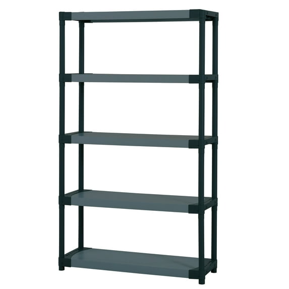 Grosfillex 48-Inch Plastic Resin 5-Tier Shelving Unit, 48W x 16D x 70H" 750 lbs Total Capacity