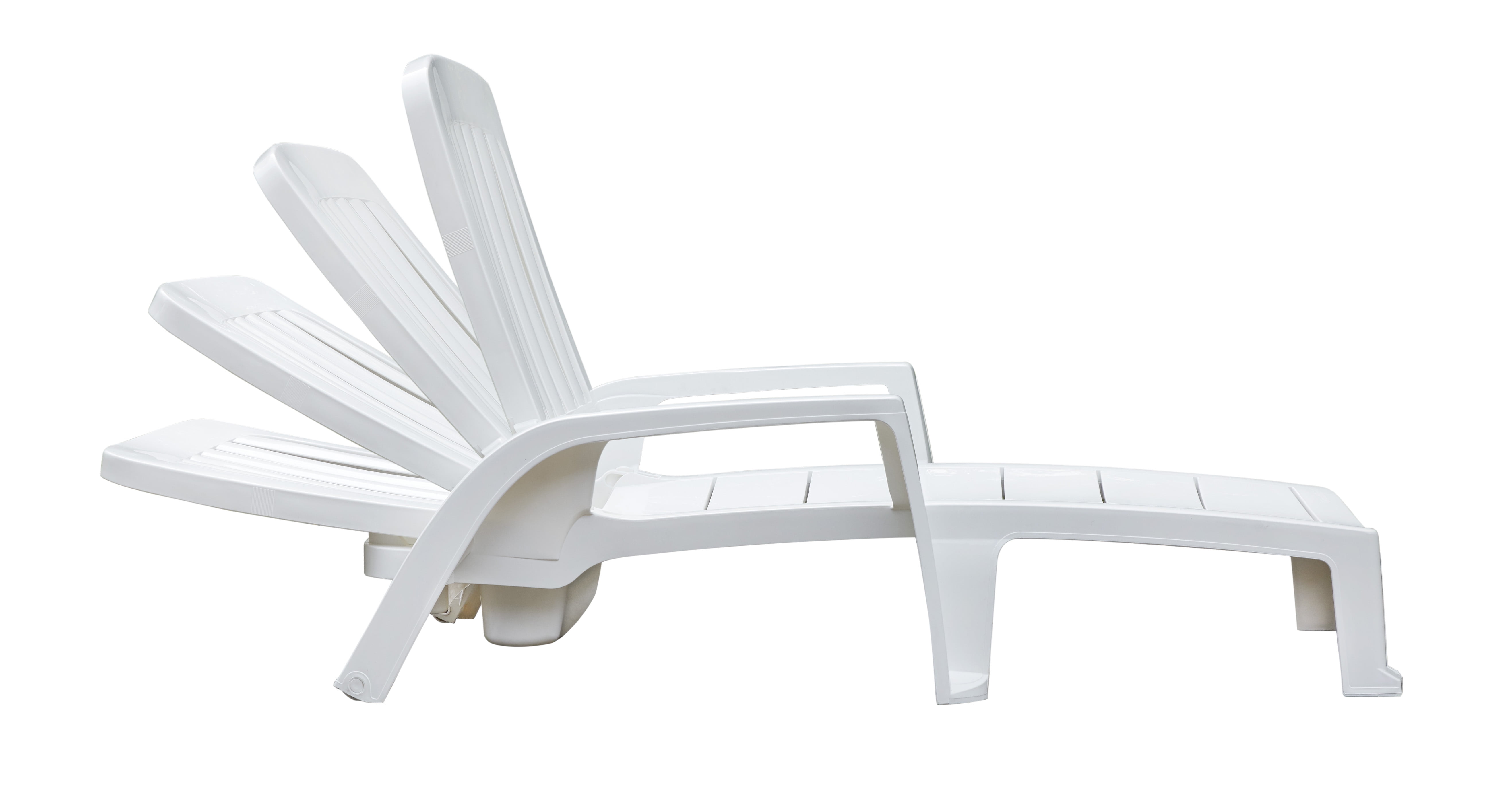 Grosfillex Miami Club Resin Chaise Lounge, White 250 lb Capacity. Outdoor Poolside