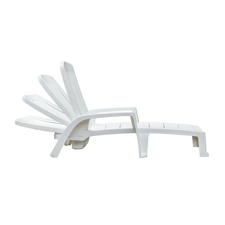 Grosfillex Miami Club Resin Chaise Lounge White 250 lb Capacity. Outdoor Poolside Walmart