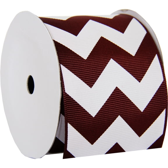 Grosgrain Chevron Ribbon by Threadart 2 1/4" - 5 Yards - Chocolate