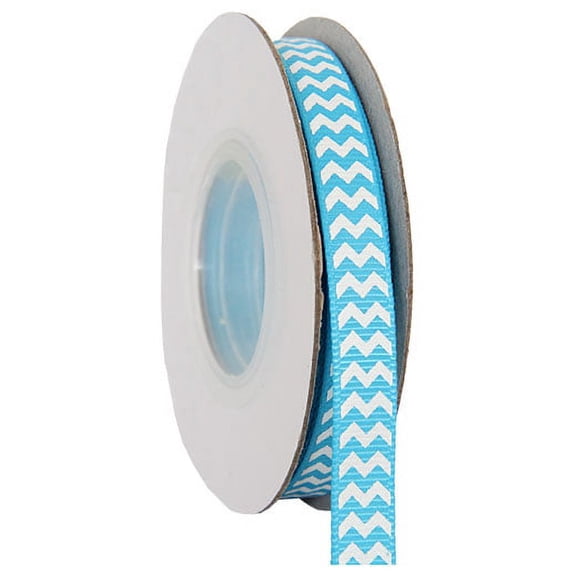 Grosgrain Chevron Ribbon by Threadart 3/8" - 10 Yards - Aqua