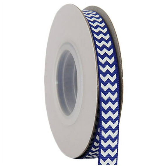 Grosgrain Chevron Ribbon by Threadart 3/8" - 10 Yards - Blue