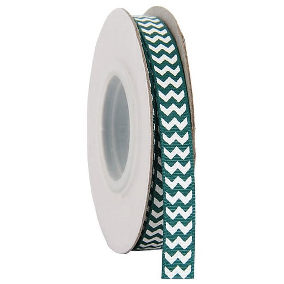 Grosgrain Chevron Ribbon by Threadart 3/8" - 10 Yards - Forest Green