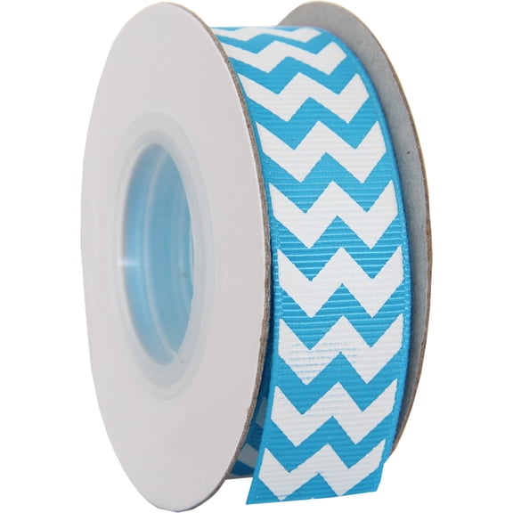 Grosgrain Chevron Ribbon by Threadart 7/8" - 10 Yards - Aqua