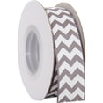 thumbnail image 1 of Grosgrain Chevron Ribbon by Threadart 7/8" - 10 Yards - Grey, 1 of 6