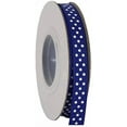 thumbnail image 1 of Grosgrain Dots Ribbon by Threadart 3/8" (0.38") - 10 Yards - Blue - Printed White Dot Pattern - For Bows, Decorations, Hair Clips, and More - 3/8" Blue 329, 1 of 6