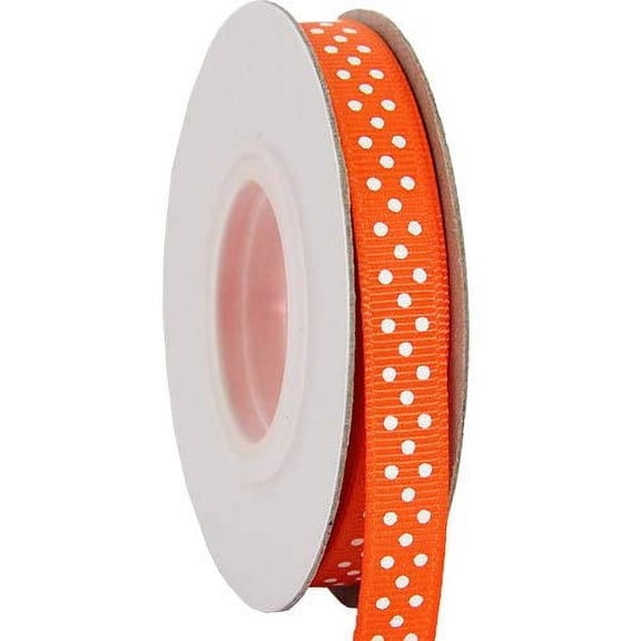 Threadart Grosgrain Dots Ribbon 3/8" - 10 Yards - Orange - Available in 19 colors and 4 Widths - For Bows, Decorations, Hair Clips, and More