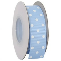 Grosgrain Dots Ribbon by Threadart 7/8" - 10 Yards - Baby Blue - Available in 19 colors and 4 widths