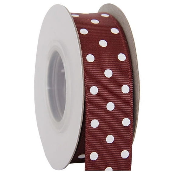 Threadart Grosgrain Dots Ribbon 7/8" - 10 Yards - Chocolate - Available in 19 colors and 4 Widths - For Bows, Decorations, Hair Clips, and More