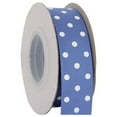 thumbnail image 1 of Grosgrain Dots Ribbon by Threadart 7/8" (0.88") - 10 Yards - Country Blue - Printed White Dot Pattern - For Bows, Decorations, Hair Clips, and More - 7/8" Country Blue 363, 1 of 6