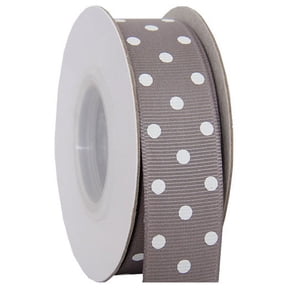 Threadart Grosgrain Dots Ribbon 7/8" - 10 Yards - Grey - Available in 19 colors and 4 Widths - For Bows, Decorations, Hair Clips, and More