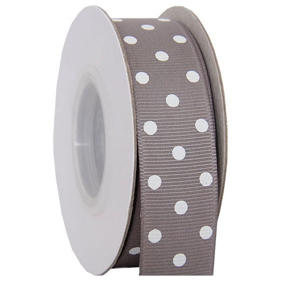 Threadart Grosgrain Dots Ribbon 7/8" - 10 Yards - Grey - Available in 19 colors and 4 Widths - For Bows, Decorations, Hair Clips, and More