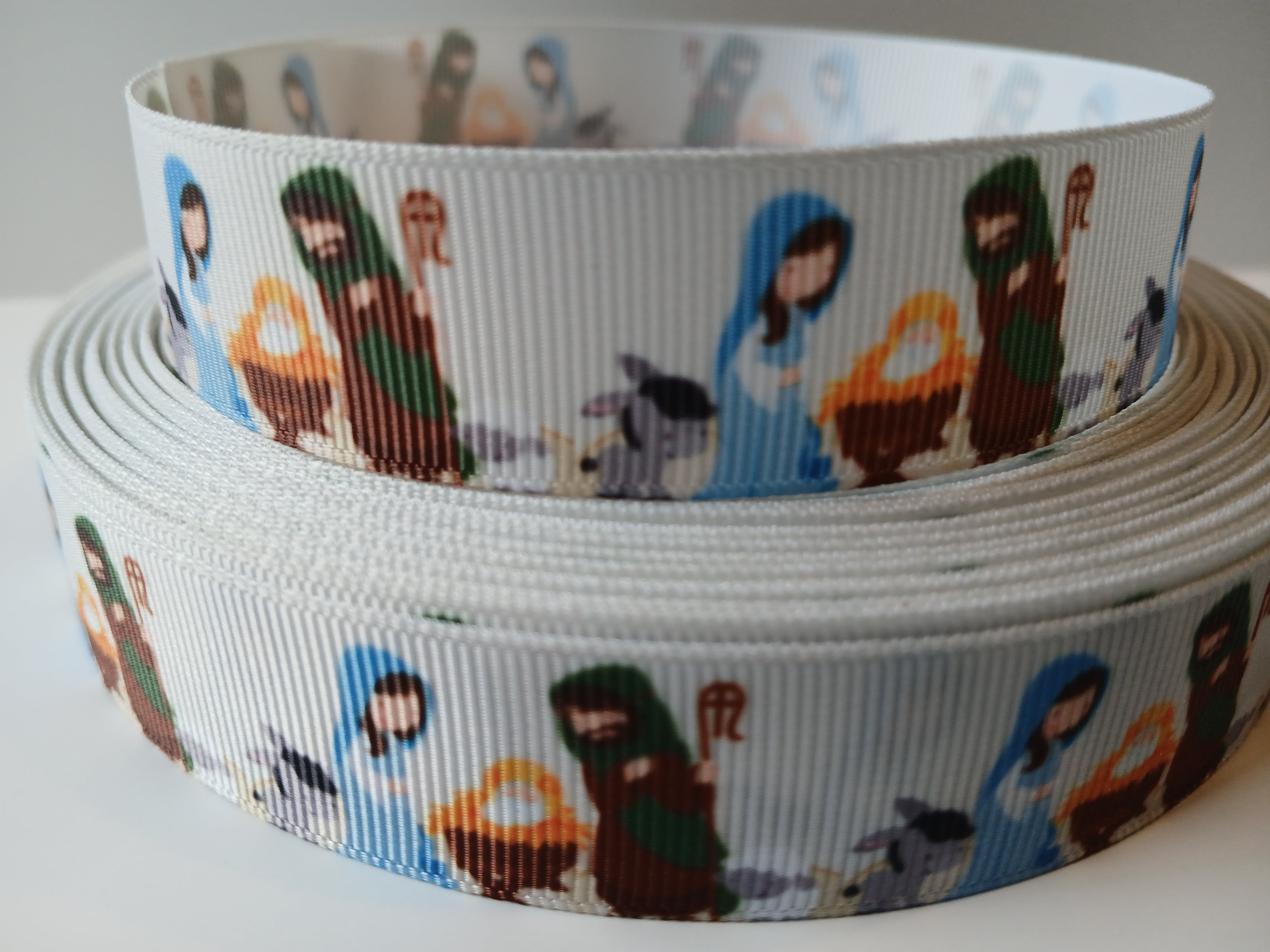 Grosgrain Ribbon Printed Christmas Nativity Scene Mary Joseph Baby ...