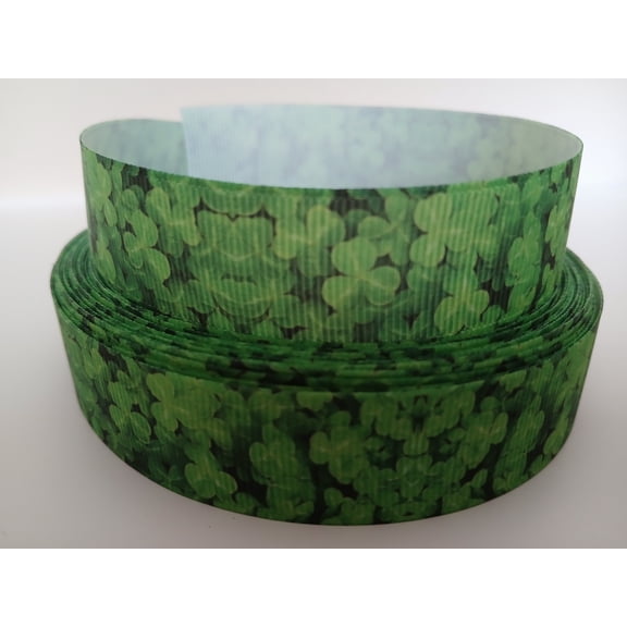 Grosgrain Ribbon Printed Saint Patrick's Day Clover Camo, 3 Yards (9 Feet) 7/8 Inch Wide