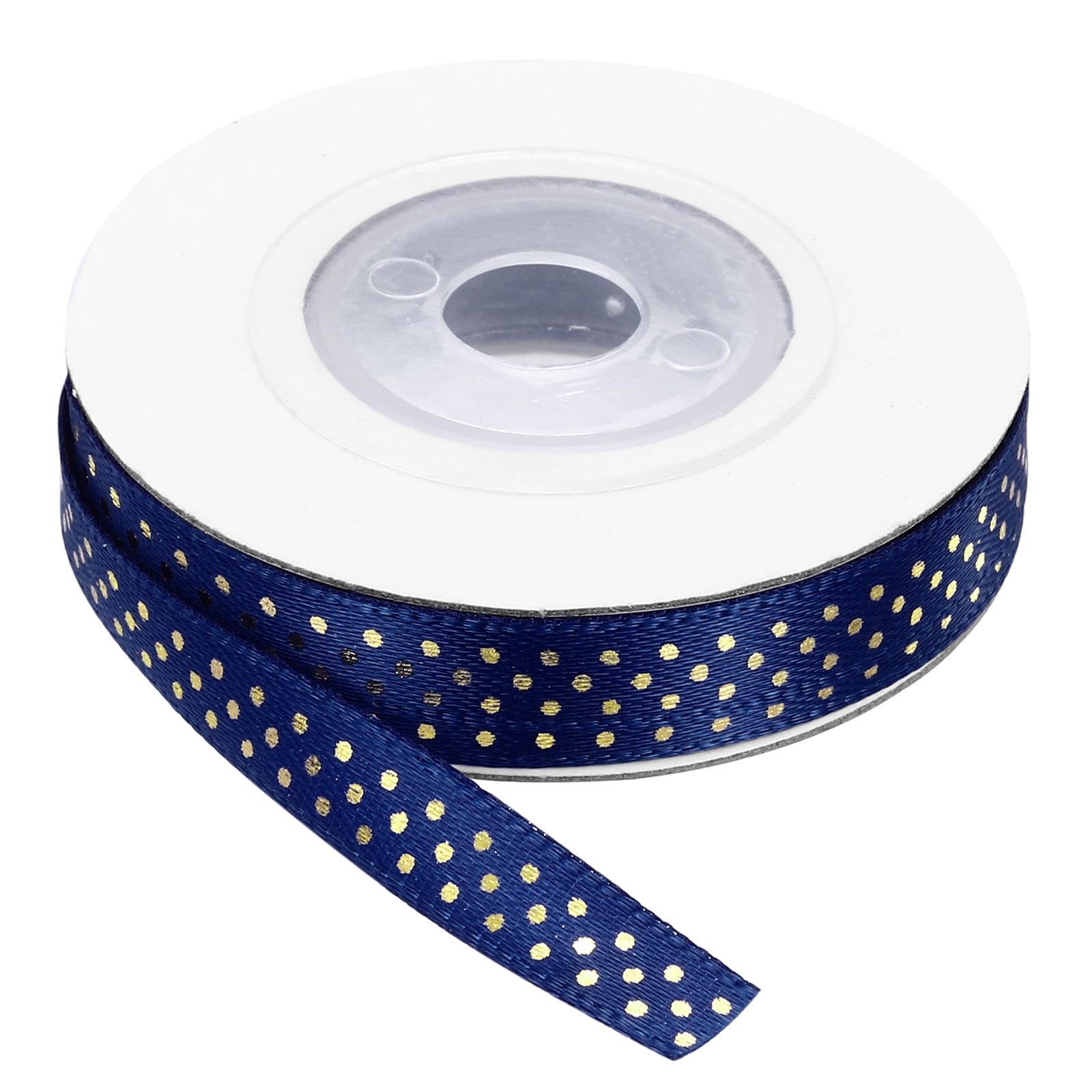 Deep Ribbon Blue Grosgrain Ribbons 10 Yards 1/4 Inch Deep Blue Gold Dots Ribbon for ...