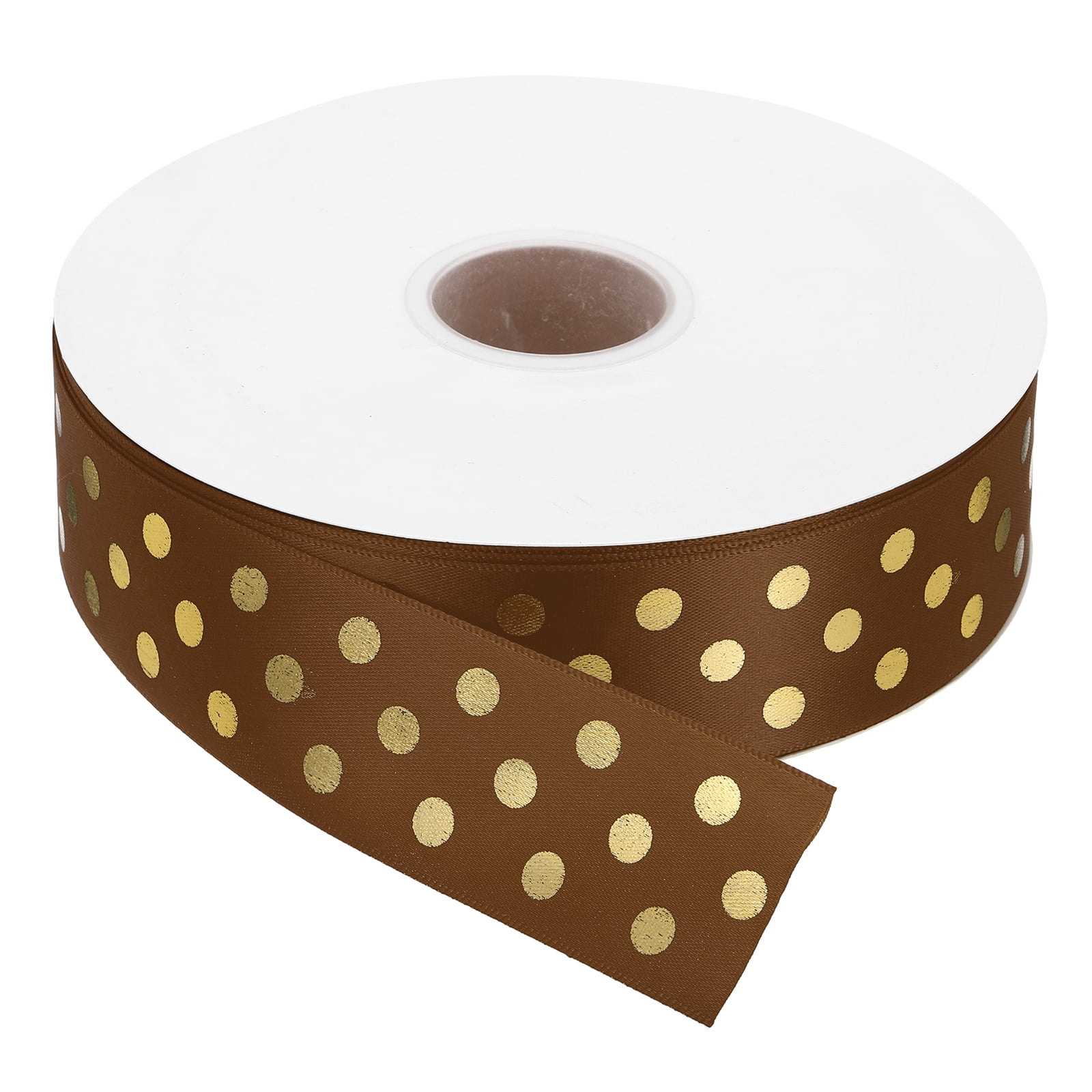 Grosgrain Ribbons 100 Yards 1-1/2 Inch Brown Gold Dots Ribbon for Crafts Gift Wrapping Wedding