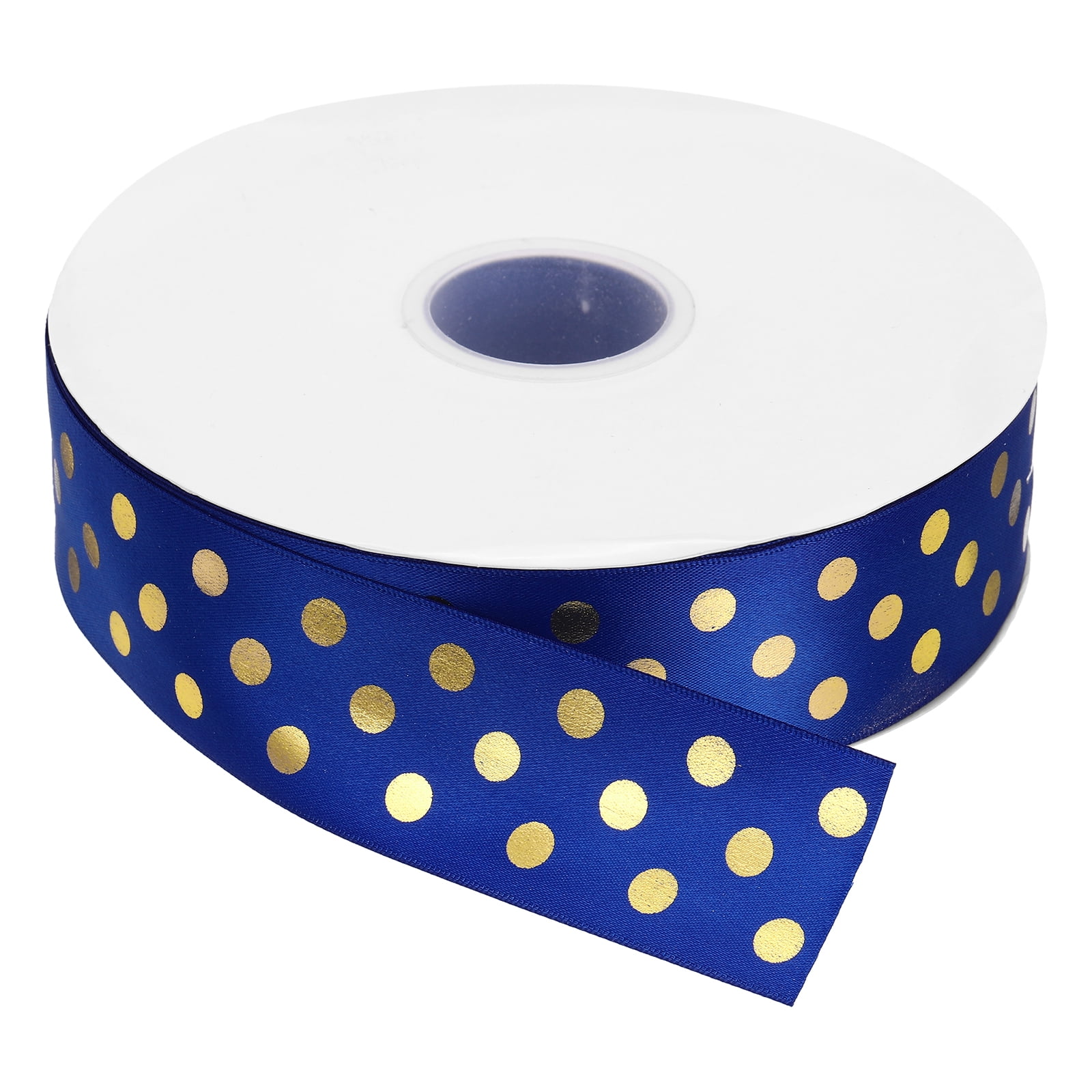 Grosgrain Ribbons 100 Yards 1-1/2 Inch Dark Blue Gold Dots Ribbon for Crafts Gift Wrapping Wedding
