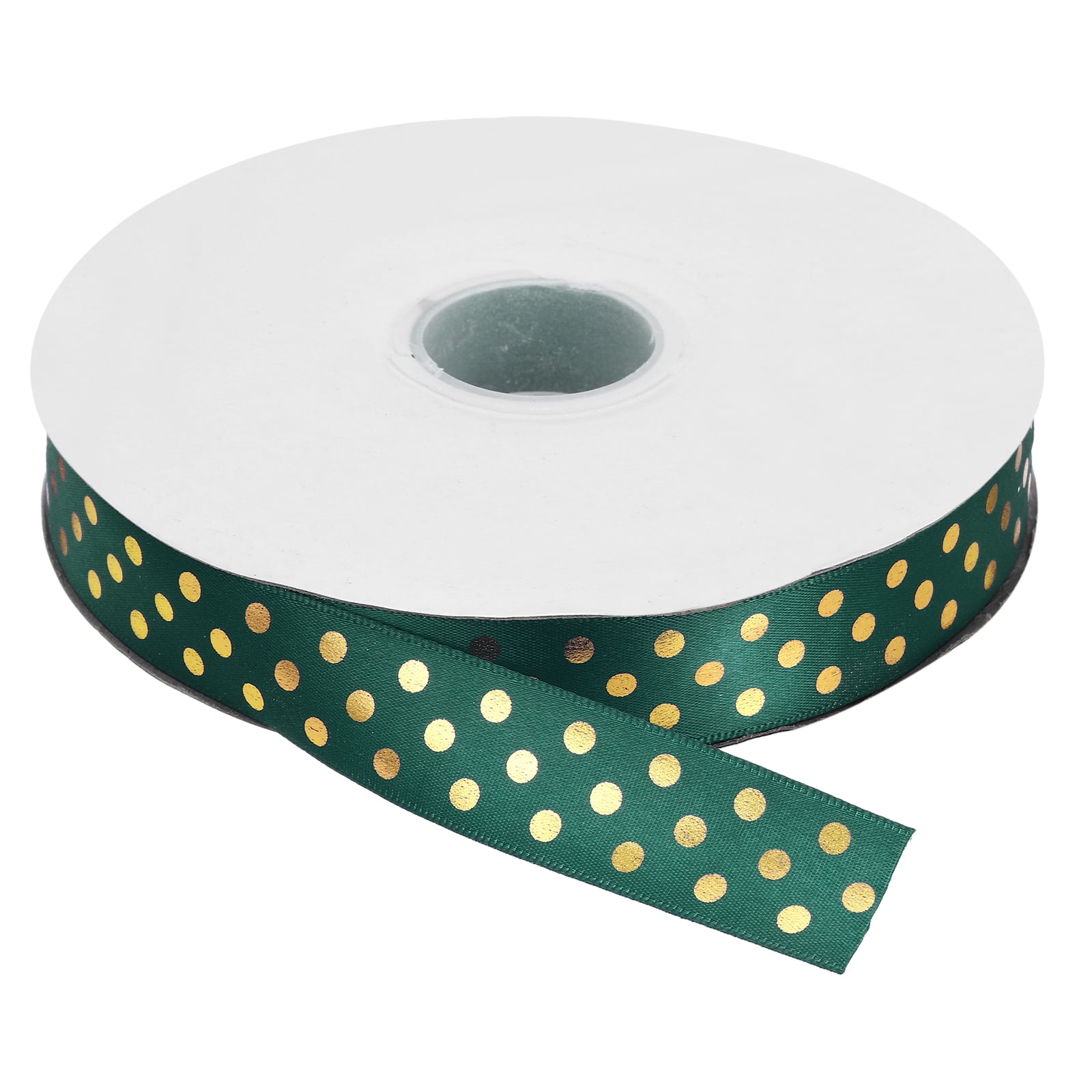 Grosgrain Ribbons 100 Yards 1 Inch Dark Green Gold Dots Ribbon for Crafts Gift Wrapping Wedding