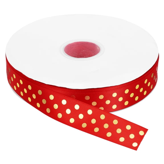 Grosgrain Ribbons 100 Yards 1 Inch Deep Red Gold Dots Ribbon for Crafts Gift Wrapping Wedding