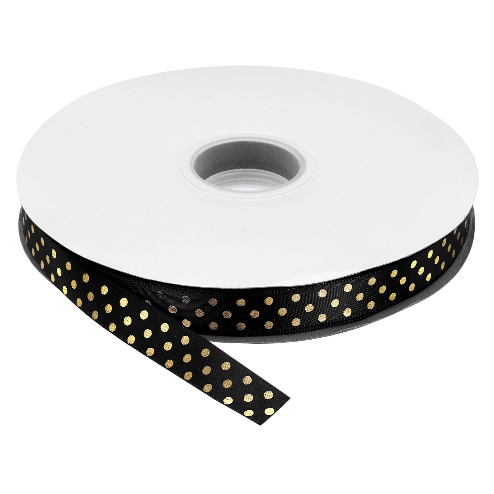 Grosgrain Ribbons 100 Yards 5/8 Inch Black Gold Dots Ribbon for Crafts Gift Wrapping Wedding