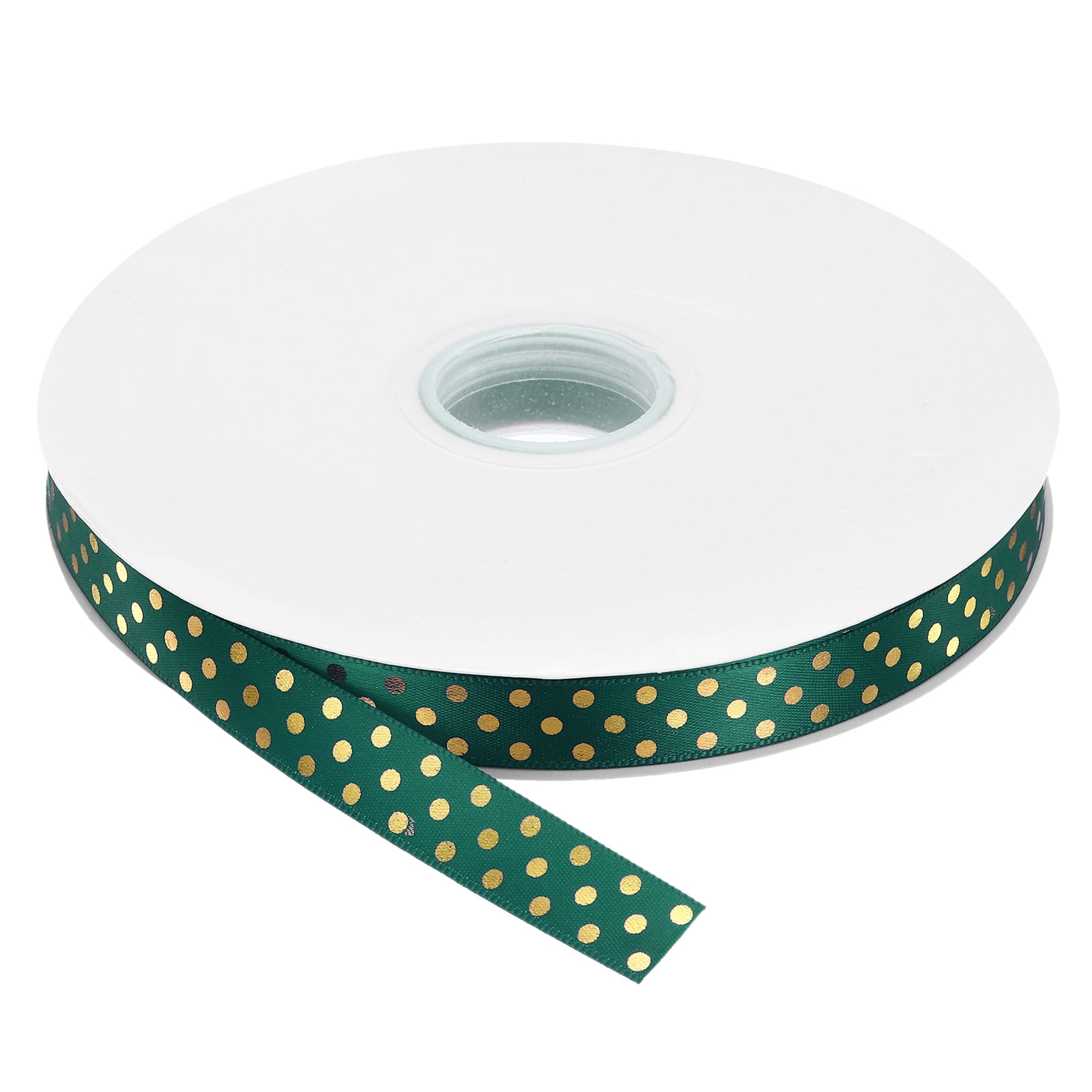 Grosgrain Ribbons 100 Yards 5/8 Inch Dark Green Gold Dots Ribbon for Crafts Gift Wrapping Wedding