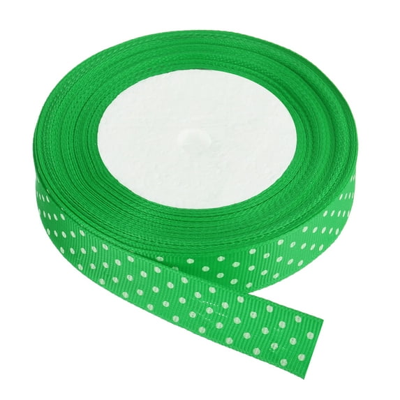 Uxcell Grosgrain Ribbons 25 Yards 3/4" Dark Green with White Dots Ribbon Bow