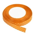 thumbnail image 1 of Uxcell Grosgrain Ribbons 25 Yards 5/8" Orange with White Dots Ribbon Bow, 1 of 5