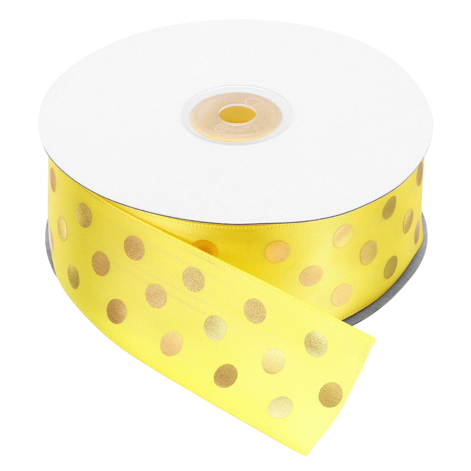 Grosgrain Ribbons 50 Yards 1-1/2 Inch Yellow Gold Dots Ribbon for Crafts Gift Wrapping Wedding