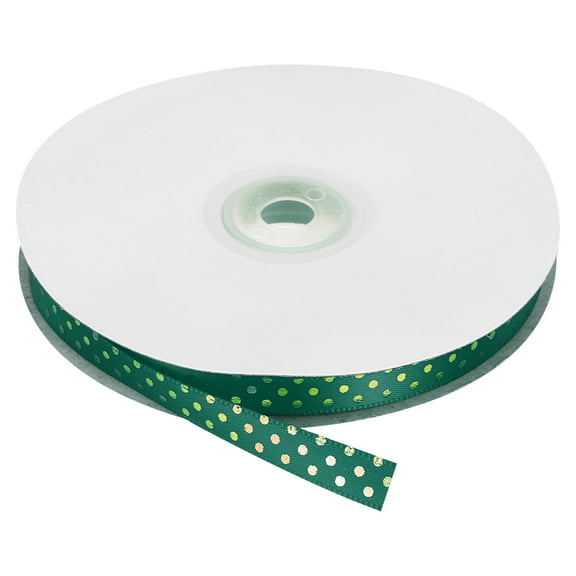 Grosgrain Ribbons 50 Yards 3/8 Inch Dark Green with Gold Dots for Crafts Gift Wrapping DIY