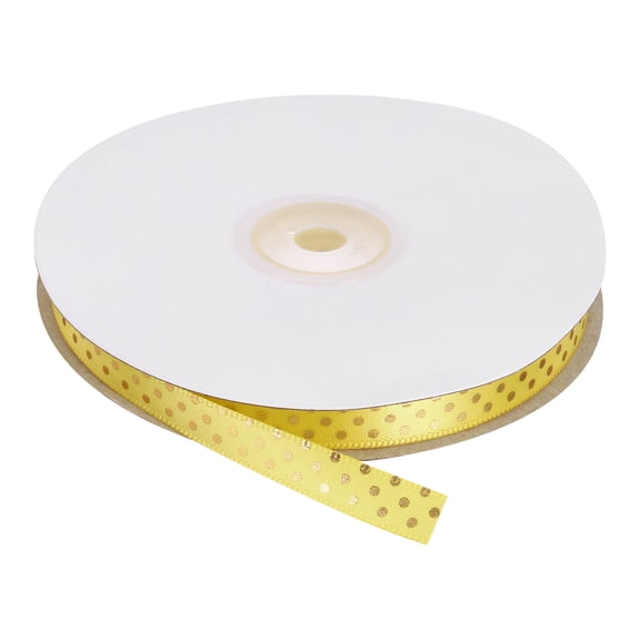 Grosgrain Ribbons 50 Yards 3/8 Inch Yellow with Gold Dots for Crafts Gift Wrapping DIY