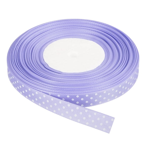 Uxcell Grosgrain Ribbons 50 Yards 5/8" Violet with White Dots Ribbon Bow