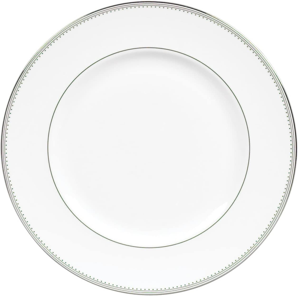 Elegant White Porcelain Dinner Plate with Silver Trim