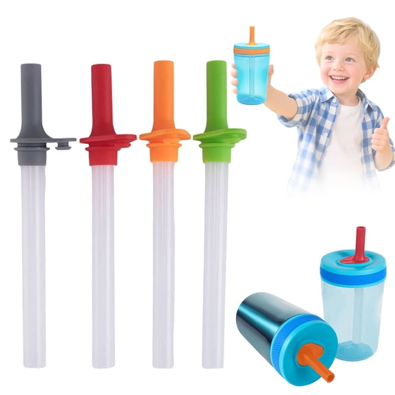 Grosmimi Straw Replacement,4pcs Replacement Straws With Bite Valve , With 1 Cleaning Brush Reusable Child Cup Replacement Straws Accessory For Zak, Bpa-Free